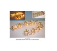 PACCHETTI REGALO LUMINOSI ADDOBBI DORATO ROSSO PER ALBERO E VETRINE A CORRENTE