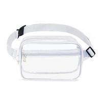 Pacchetti vita trasparenti per le donne, sacchetto del sedere trasparente del PVC con la cinghia regolabile, sacchetto impermeabile della cinghia, (Bianco)