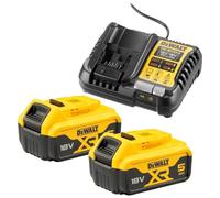 Pacchetto 2 Batterie XR 18V 5 Ah Li-Ion + Caricabatterie DEWALT