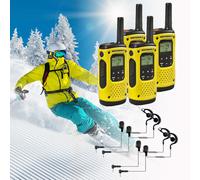 Pacchetto: 2 Motorola T92 H2O + 4 Auricolari Pacchetto da 4 ricetrasmittenti speciale per attività sciistiche: senza licenza, ultra resistenti, con