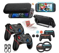Pacchetto accessori Pro Controller per Nintendo Switch 2 17 in 1: custodia, case protettiva dockabile, impugnature Joy-Con, volanti, pellicole protettive, custodia card e grip analogici