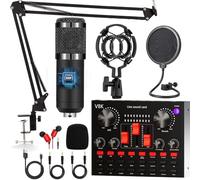 Pacchetto attrezzatura podcast, interfaccia audio scheda audio live tutto in uno e microfono a condensatore,Perfetto per Streaming registrazione, trasmissione, streaming live