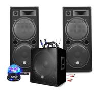 Pacchetto audio BM Bmsonic MEGA BASSES 3200W Subwoofer biamplificato 18" 46cm - Altoparlanti 215, Sono DJ sera MIX BAR, LED