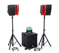 Pacchetto audio DJ completo 1200 W BM Bmsonic BMS15-HORN, altoparlanti satellitari, SUB 38 cm USB/Bluetooth, Supporti Cavi, Light SUN