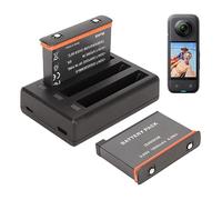 Pacchetto Caricabatterie per X3, 2 Batterie e Caricatore Doppio USB Veloce per Action Cam for Insta 360 X3 Batteria Ricaricabile per Fotocamera da 1800 MAh