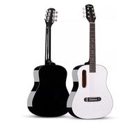 Pacchetto chitarra acustica classica, da viaggio per principianti, con custodia, accordatore, corde, plettri e video di istruzioni (bianco nero)