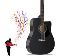 Pacchetto Chitarra Acustica Per Principianti Da 41 Pollici Con Spalla Mancante, Kit Base Completo Con Custodia Morbida, Corde, Tracolla Per Principianti Amanti Della Musica(Black-A)