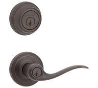 Pacchetto combinato leva di ingresso Kwikset 991 Tustin e catenaccio a cilindro singolo con SmartKey in bronzo veneziano (99910-041)