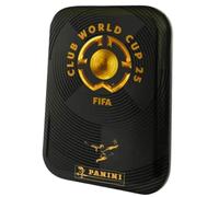 Pacchetto con Panini FIFA Club World Cup 2025 - World Trading Cards - Coppa del Mondo - 1 barattolo + esclusivo biglietto di compleanno