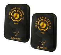 Pacchetto con Panini FIFA Club World Cup 2025 - World Trading Cards - Coppa del Mondo - 2 lattine + esclusivo biglietto di compleanno