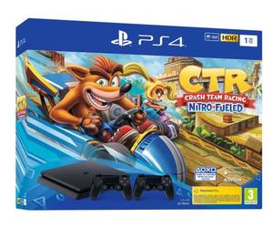Pacchetto Console Sony PS4 Slim 1 TB Nero con Crash Team Racing Nitro Fueled e secondo controller - Nouvo