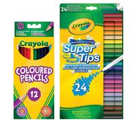 Pacchetto Crayola Con 12 Matite E 24 Pennarelli Marcatori Lavabili Colore Liscio