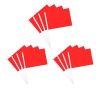 Pacchetto da 12 Mini Bandiere Rosse - Bandierine Rosse Solido su Bastone Robusto, 12,7 x 20,32 cm, Ideali per Parate, Feste e Decorazioni, con Asta in Plastica e Punta a Lancia