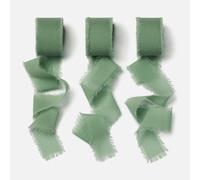 Pacchetto da 3 Nastro di Tela Verde Eucalipto Design di Bordo a Frange Fatto a Mano Multiuso Imballaggio Regali Decorazione di Mazzetti Decorazione di Matrimonio 2,5 cm x 18,9 m