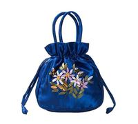 Pacchetto da cena femminile vintage, borsa ricamat Piccola borsa a secchiello da donna con manico superiore, borsa da donna, borsa for telefono, borsa con coulisse, motivo floreale ricamato in stile n