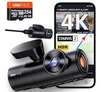 Pacchetto - Dashcam Per Auto N4 Pro + Scheda Di Memoria Da 256 Gb, 4k+1080p+1080p/3 Hdr, Dashcam Starvis 2 A 360 Gradi, Wifi 5 Ghz Gps Infrarossi Anteriore E Posteriore