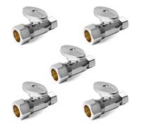 (Pacchetto di 5) Valvola di arresto dritta efield 1/2 """" nominale (5/8 """" OD) Compressione x 3/8 """" OD 1/4-Turn Chrome placcata