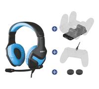 Pacchetto di accessori da gioco Konix Mythics con cuffie da gioco PS-400 per PS4 Blu