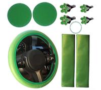 Pacchetto di aggiornamento per interni auto con coprivolante, coperture di sicurezza per spalle, clip per prese d'aria, cuscinetti per cinture di sicurezza e portachiavi Start per una migliore