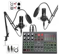 Pacchetto di apparecchiature per podcast per 2, microfoni a doppio | Kit per podcast interamente in metallo con 2 bracci del braccio, filtri pop per podcasting, streaming, registrazione, giochi