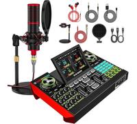 Pacchetto di apparecchiature per podcast, scheda audio live G10, microfono | Voice Changer, 16 Sound Pad, DSP Riduzione del rumore, XLR/3.5mm/48V, Karaoke, Streaming, Gaming, Plug & Play