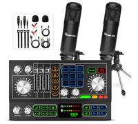 Pacchetto di apparecchiature podcast, mixer audio DJ tutto in uno con microfono da 3,5 mm, commutatore vocale/interfaccia audio/mixer audio per streaming live/gioco/registrazione/canto/PC/smartphone