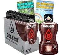 Pacchetto di bevande al gusto di cola Bolero, idratanti con vitamina C, senza zucchero + carta con 100 consigli salutari e vita sana x WikiMark (24 buste)