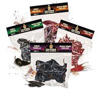 Pacchetto di peperoncini secchi interi messicani. Ancho, Guajillo, Arbol e Pasilla (300 g totali). Tutti peperoncini naturali per un autentico gusto messicano. Ottimo per tacos birria, talpa, tamales
