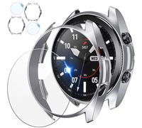 Pacchetto di protezione per Samsung Galaxy Watch3, pellicola protettiva in vetro temperato con durezza 9H, guscio protettivo antiurto in TPU che