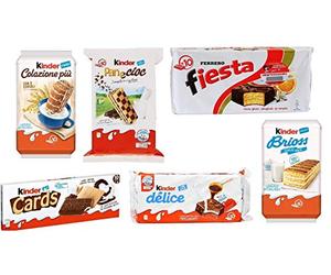 Pacchetto di prova Kinder Ferrero Brioss Colazione più Panecioc Delice Snack Karten Fiesta