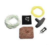 Pacchetto di riparazione per attrezzi da prato contenente un filtro dell'aria insieme al cavo di avviamento. Adatto a varie attrezzature come HM93A e HM98B include tutti i componenti necessari