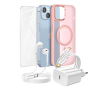 Pacchetto Essenziale per iPhone 14 Custodia, Vetro, Caricatore, Cuffie (5 pezzi)