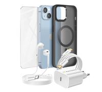 Pacchetto Essenziale per iPhone 14 Custodia, Vetro, Caricatore, Cuffie (5 pezzi)