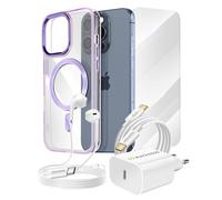 Pacchetto Essenziale per iPhone 15 Pro Custodia, Vetro, Caricatore, Cuffie (5