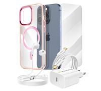 Pacchetto Essenziale per iPhone 15 Pro Custodia, Vetro, Caricatore, Cuffie (5