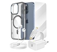 Pacchetto Essenziale per iPhone 15 Pro Custodia, Vetro, Caricatore, Cuffie (5