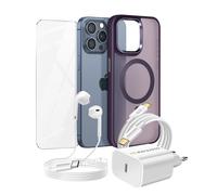 Pacchetto Essenziale per iPhone 15 Pro Max Custodia, Vetro, Caricatore,