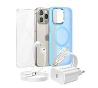 Pacchetto Essenziale per iPhone 15 Pro Max Custodia, Vetro, Caricatore,