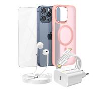 Pacchetto Essenziale per iPhone 15 Pro Max Custodia, Vetro, Caricatore,