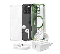 Pacchetto Essenziale per iPhone 16 Pro Max Custodia, Vetro, Caricatore,