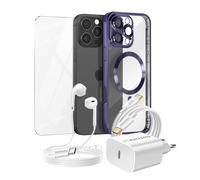 Pacchetto Essenziale per iPhone 16 Pro Max Custodia, Vetro, Caricatore,