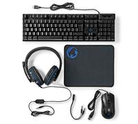 Pacchetto gioco AZERTY 5-in-1 con tastiera, mouse e cuffie retroilluminati