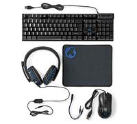 Pacchetto gioco QWERTY 5 in 1 con tastiera, mouse e cuffie retroilluminate