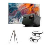 Pacchetto Home Theater Valerion:Incluso Proiettore laser triplo Valerion VisionMaster Pro2 4K + schermo bianco opaco da 135" + treppiede in noce + occhiali 3D