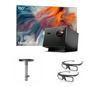Pacchetto Home Theater Valerion：Incluso Proiettore laser triplo Valerion VisionMaster Pro2 4K + schermo bianco opaco da 150" + supporto a soffitto + occhiali 3D
