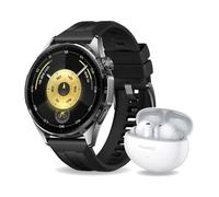 Pacchetto Huawei Watch GT6 46mm in acciaio inossidabile nero e Freebuds 6i con cancellazione del rumore bianco - Nouvo