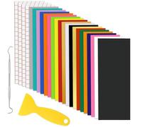 Pacchetto in vinile per Cricut Joy Starter Kit, adesivo HTV per trasferimento di calore ferro su vinile strumento di diserbo Cricut Joy accessori per principianti fogli per feste natalizie decorazioni