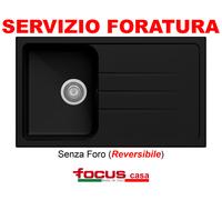 Plados Lavello Cucina Fragranite 1 Vasca Incasso con Gocciolatoio Larghezza 86 cm materiale Ultragranit colore Black Matt UG70 - PL0861 Serie Atlantic