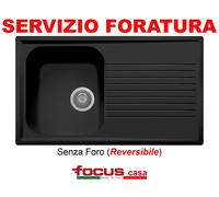 Plados Lavello Cucina Fragranite 1 Vasca Incasso con Gocciolatoio Larghezza 86 cm materiale Ultragranit colore Black Matt UG70 - PL0861 Serie Atlantic