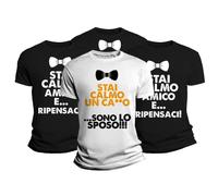 Pacchetto Magliette Addio al Celibato - Stai calmo Un Caxxo - T-Shirt Divertente Sposo - ripensaci - Amici Sposo - Celibato - Matrimonio - Set Tshirt - Idea Regalo